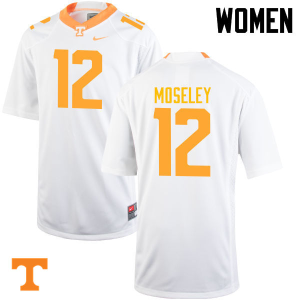 Women #12 Emmanuel Moseley Tennessee Volunteers College Football Jerseys-White - Click Image to Close